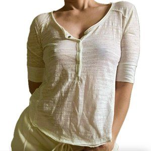 Free People We The Free Size XS Lightweight Cream Button Elbow-Sleeve Henley